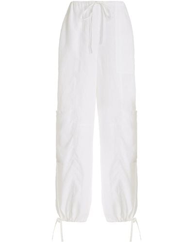 Bondi Born Leiden Low-rise Organic Linen Cargo Trousers - White