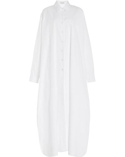 Frankie Shop Avery Oversized Cotton-blend Maxi Shirt Dress - White