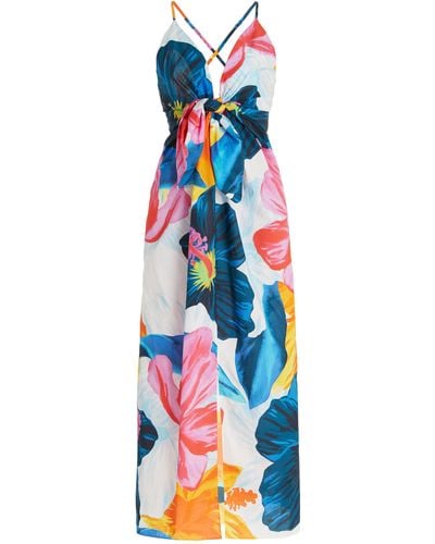 Mara Hoffman Lolita Tie-front Printed Organic Cotton Midi Dress - Blue
