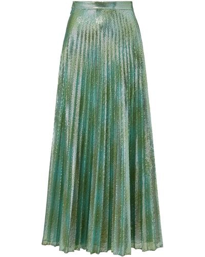 Brandon Maxwell The Sequin Pleated Midi Skirt - Green