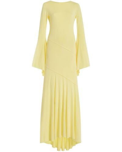Siedres Exclusive Alin Open-back Jersey Maxi Dress - Yellow