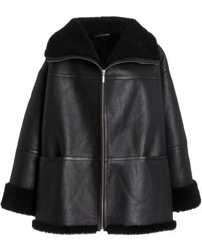 Totême Menfi Oversized Shearling Coat - Black