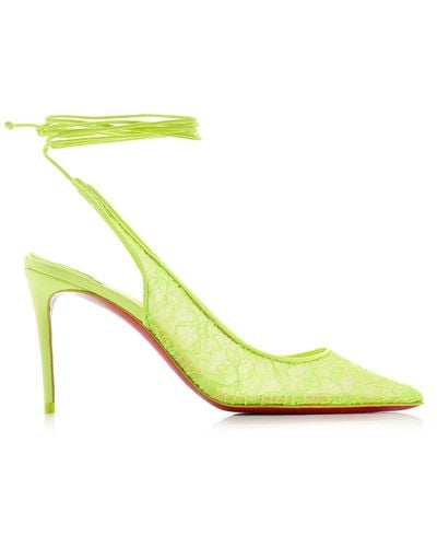 Christian Louboutin Kate 85mm Lace-up Lace Court Shoes - Yellow