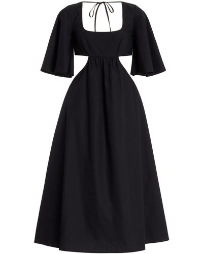 Matthew Bruch Cutout Cotton Midi Dress - Black