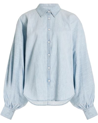Made In Tomboy Claire Balloon-sleeve Chambray Shirt - Blue