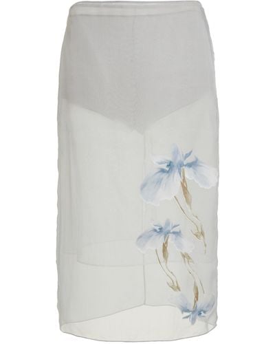 Givenchy Iris-printed Silk Midi Skirt - White