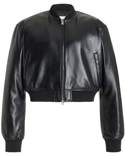 Frankie Shop Mickey Cropped Faux Leather Bomber Jacket - Black