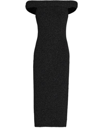Totême Off-the-shoulder Knit Midi Dress - Black