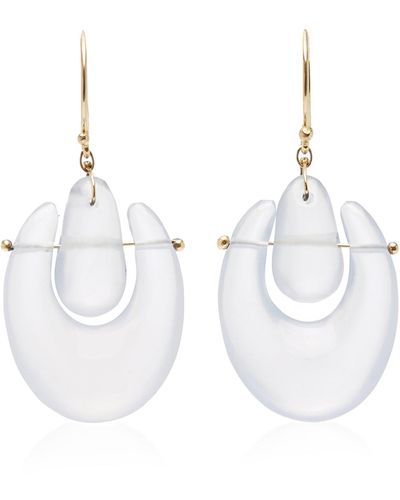 Ten Thousand Things Small O'keefe 18k Yellow Gold Chalcedony Earrings - White