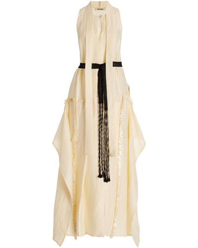 Wales Bonner Desert Wrinkled Linen Maxi Dress - Natural