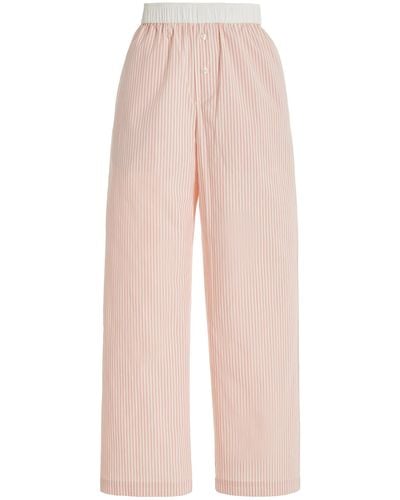 By Malene Birger Helsy Striped Cotton Wide-leg Pants - Pink