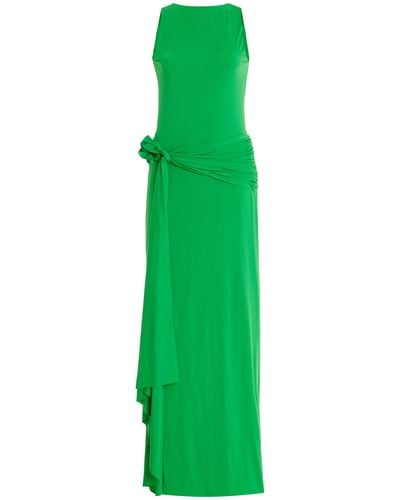 Maygel Coronel Tirso Rosette-detailed Sleeveless Jersey Maxi Dress - Green