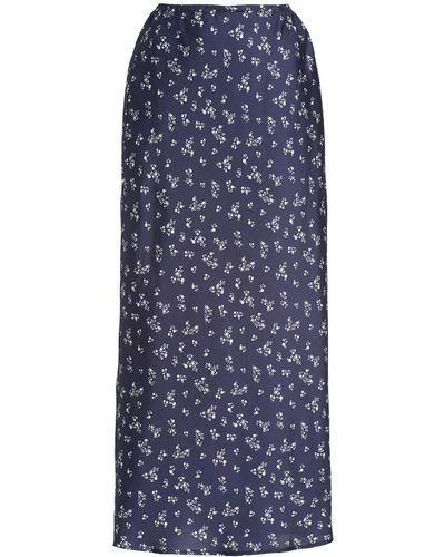 Ciao Lucia Concetta Floral Silk Midi Slip Skirt - Blue