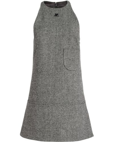 Courreges Sleeveless Wool-blend Mini Dress - Grey