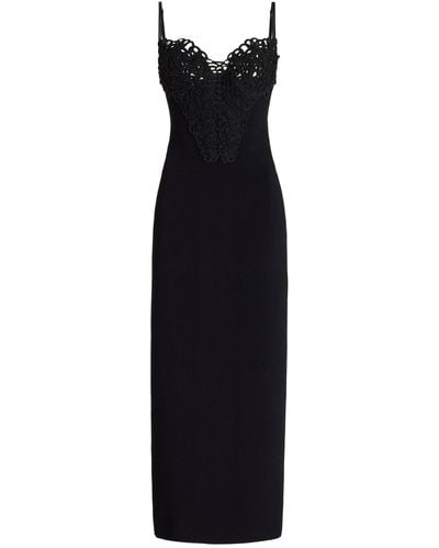Galvan London Embroidered-corset Jersey Midi Dress - Black