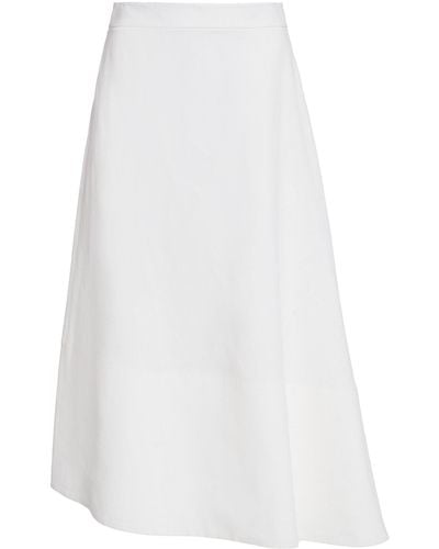 Jil Sander Asymmetric Linen Midi Skirt - White