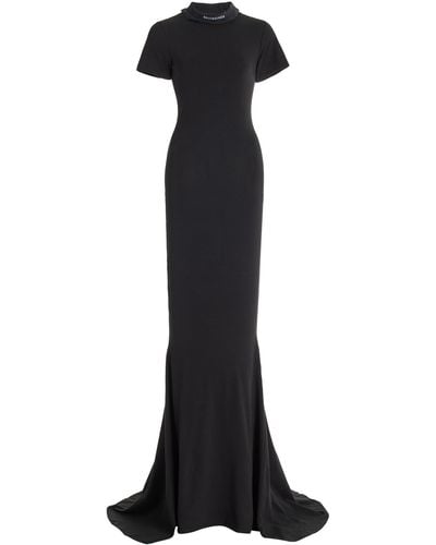 Balenciaga Stretch-cotton Maxi T-shirt Dress - Black