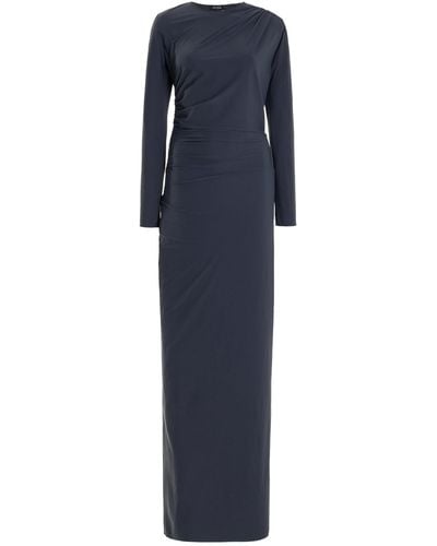 Atlein Ruched Jersey Maxi Dress - Blue