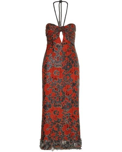 Johanna Ortiz Full Moon Hues Silk Maxi Dress - Red