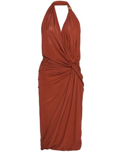 Bottega Veneta Draped Jersey Midi Halter Dress - Red