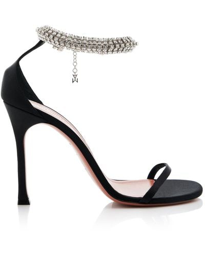AMINA MUADDI Iman Crystal-embellished Satin Sandals - Black