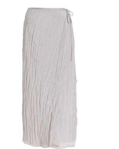 Sir. The Label Exclusive Ligera Crinkled-satin Midi Wrap Skirt - White