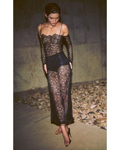 Alexis Rishell Sheer Lace Maxi Dress - Brown