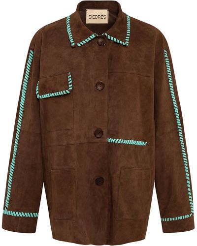 Siedres Rolin Contrast-stitch Detailed Jacket - Brown