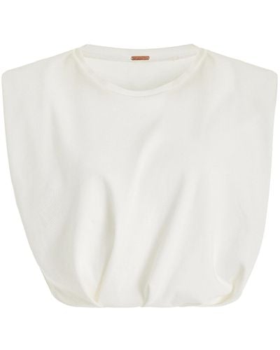 Johanna Ortiz Machakos Cropped Cotton-blend Top - White