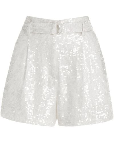 LAPOINTE Sequined High-rise Satin Shorts - White