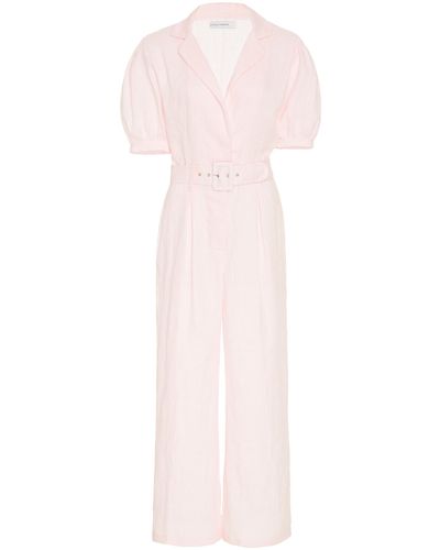 Faithfull The Brand Frederikke Belted Linen Jumpsuit - Pink