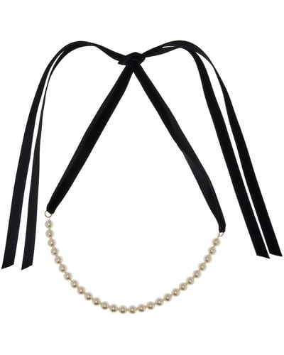 Jennifer Behr Pearl Ribbon Tie - Black