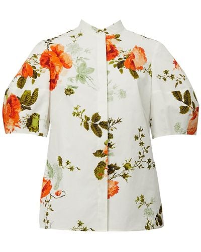 Erdem Floral-printed Cotton Blouse - White