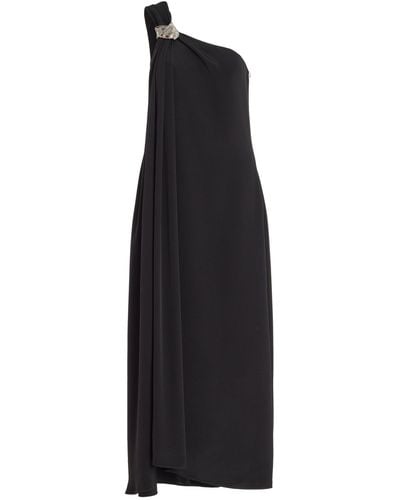 Brandon Maxwell The Mae Draped Hardware-detailed Silk Maxi Dress - Black