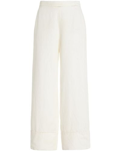 Jonathan Simkhai Colley Cropped Linen-blend Wide-leg Trousers - White