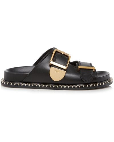 Chloé Rebecca Leather Slide Sandals - Black