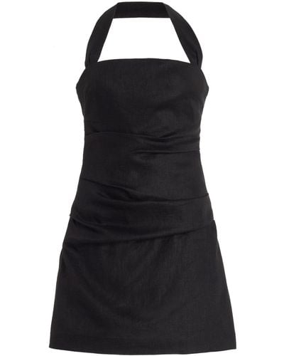Sir. The Label Exclusive Noemi Linen Mini Halter Dress - Black