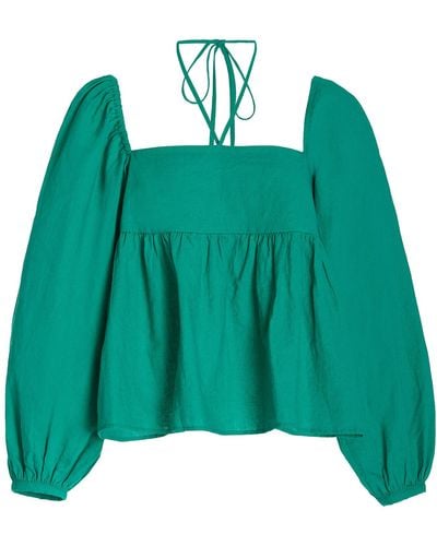 Ciao Lucia Corina Linen-cotton Top - Green