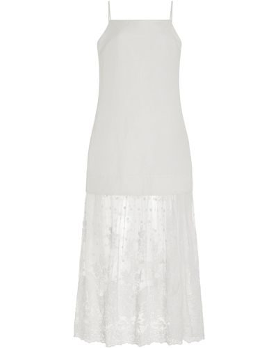Sea Lara Lace-detailed Linen-blend Maxi Dress - White