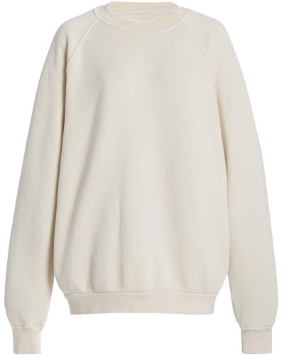 Les Tien Classic Fleece Classic Raglan-sleeve Cotton Sweatshirt - White