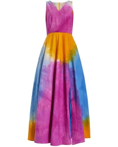Busayo Wura Tie-dyed Cotton Maxi Dress - Purple