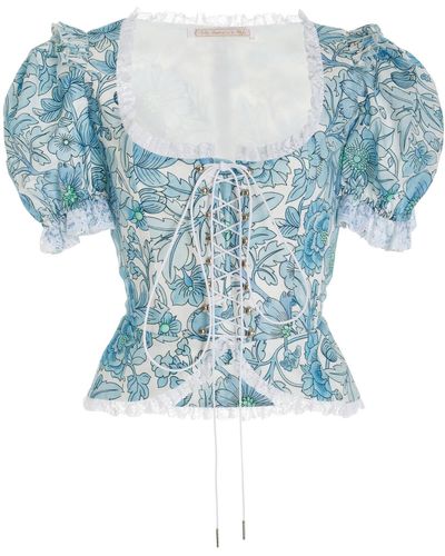 The Vampire's Wife The Heidi Lace Corset Top - Blue