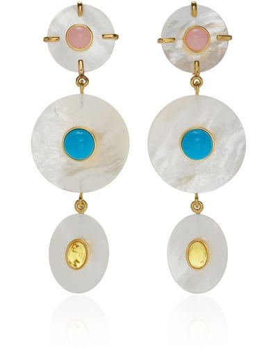 Lizzie Fortunato Tropic Mother-of-pearl Multi-stone Earrings - White