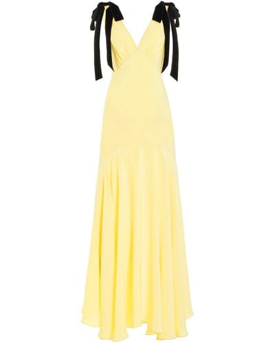 Rodarte Ribbon-detailed Silk-crepe Maxi Dress - Yellow