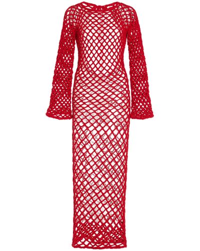 Nia Thomas High Priestess Crocheted Cotton Maxi Dress - Red