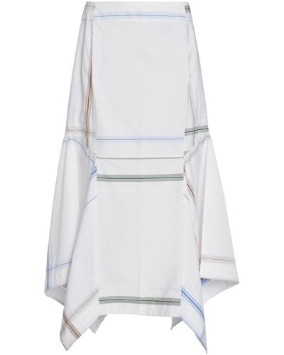 Bottega Veneta Exclusive Checked Cotton Midi Skirt - White