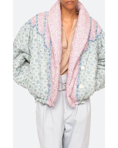 Sea Ida Print Cotton Puff Jacket - Multicolour