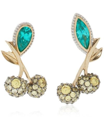Anabela Chan Cherry 18k Yellow Gold Vermeil Tourmaline, Sapphire, And Diamond Earrings - Blue