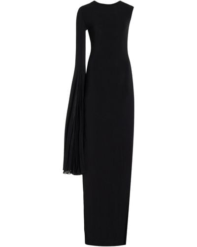 Nensi Dojaka Chiffon-detailed One-shoulder Jersey Maxi Dress - Black