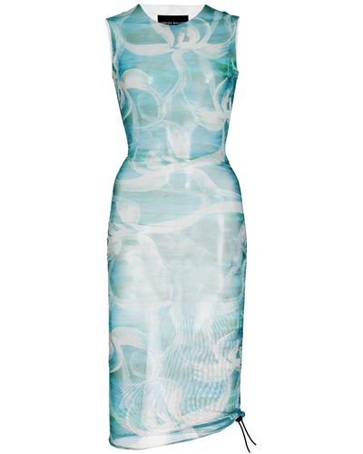 Louisa Ballou Heatwave Printed Mesh Mini Dress - Blue